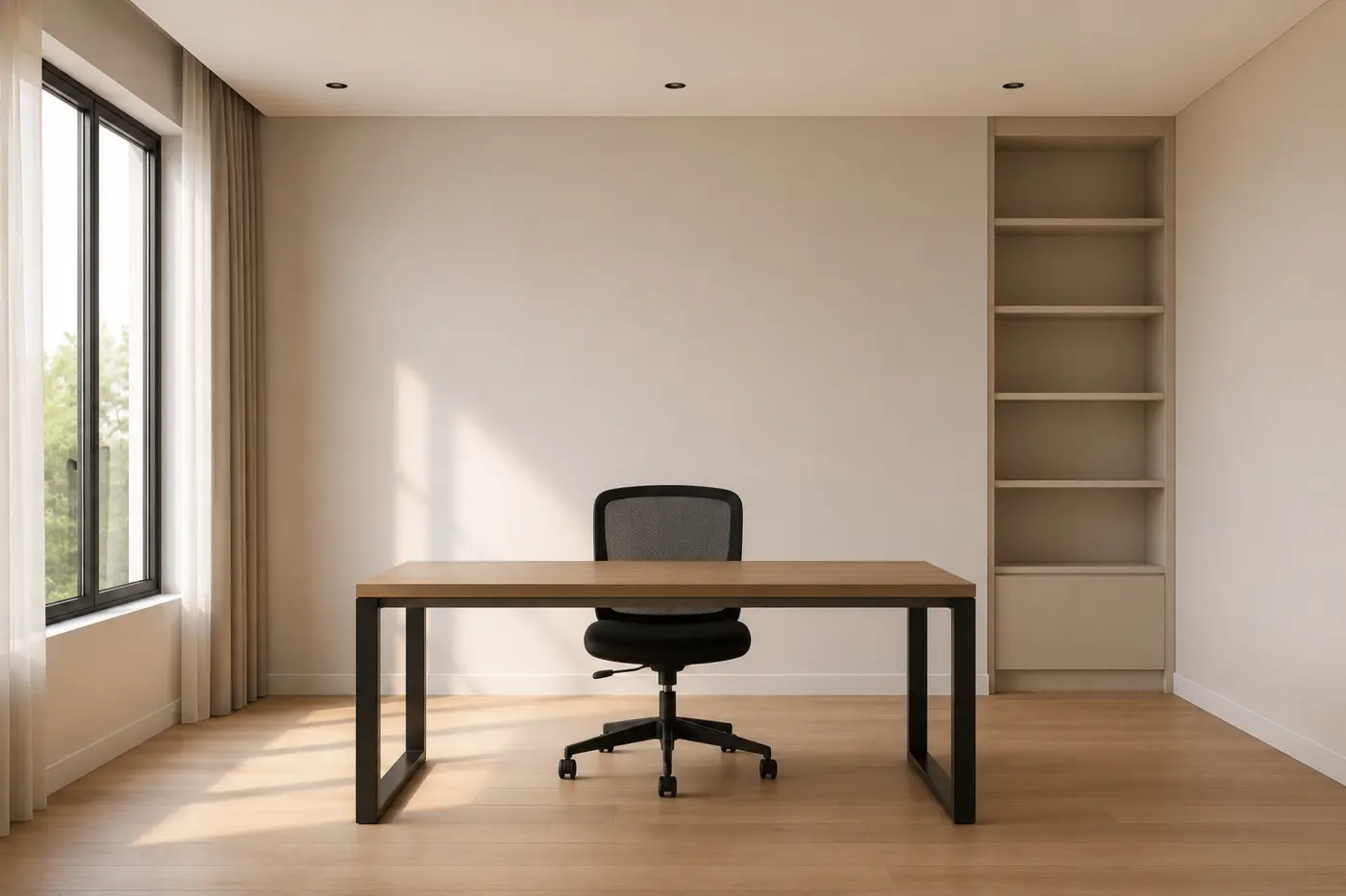 Minimal home office before focus atmosphere improvements